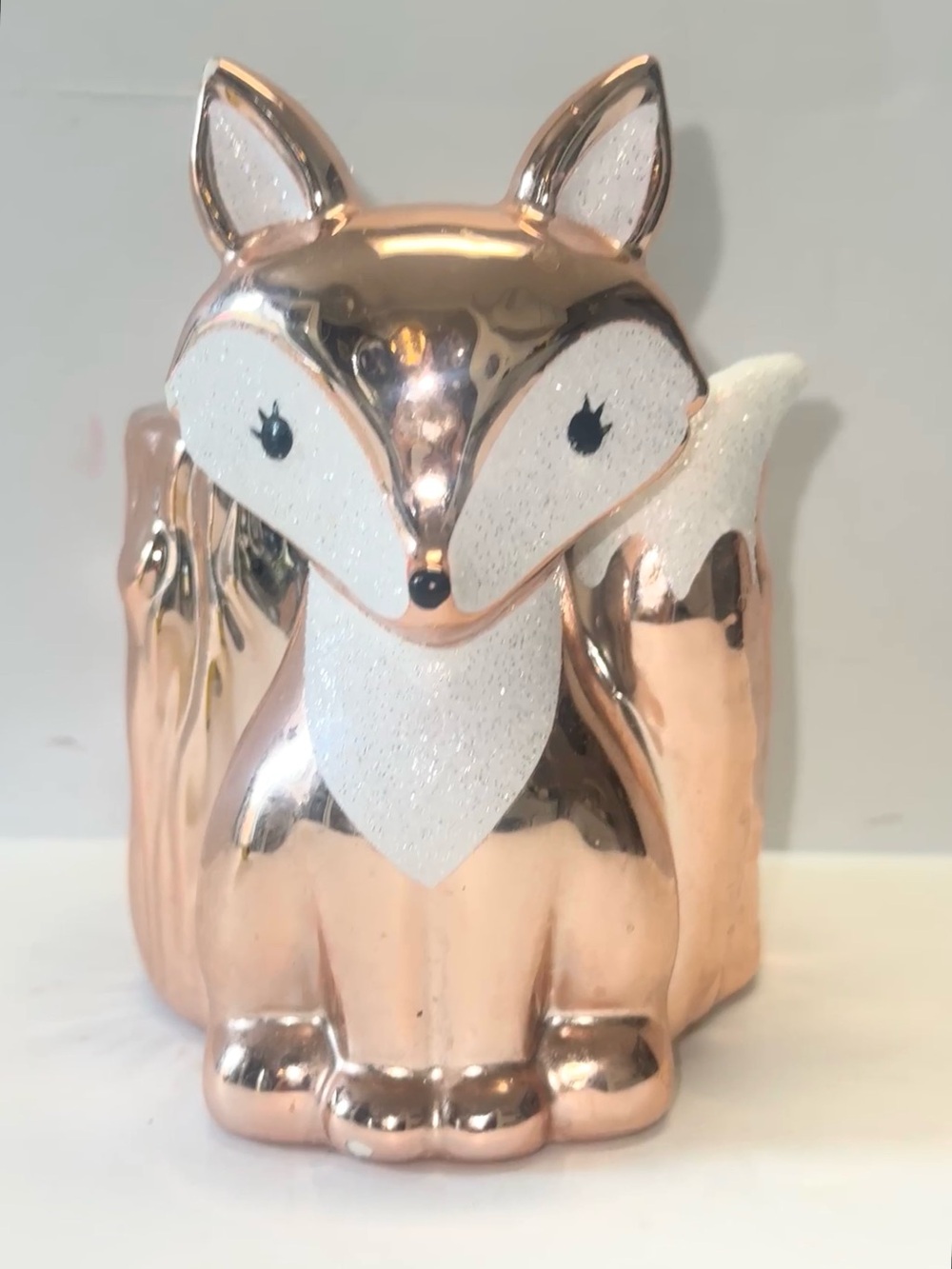 Bath & Body Works Rose Gold Fox White Sparkle Tree Stump Gentle Soap Holder